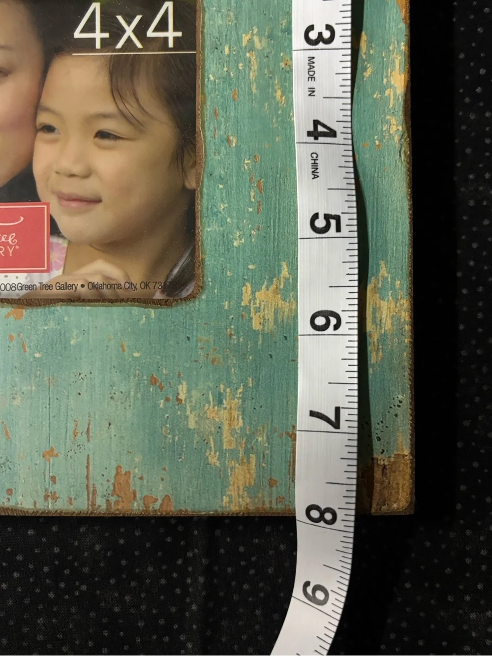 Distressed Aqua 4x4 Floral Photo Frame